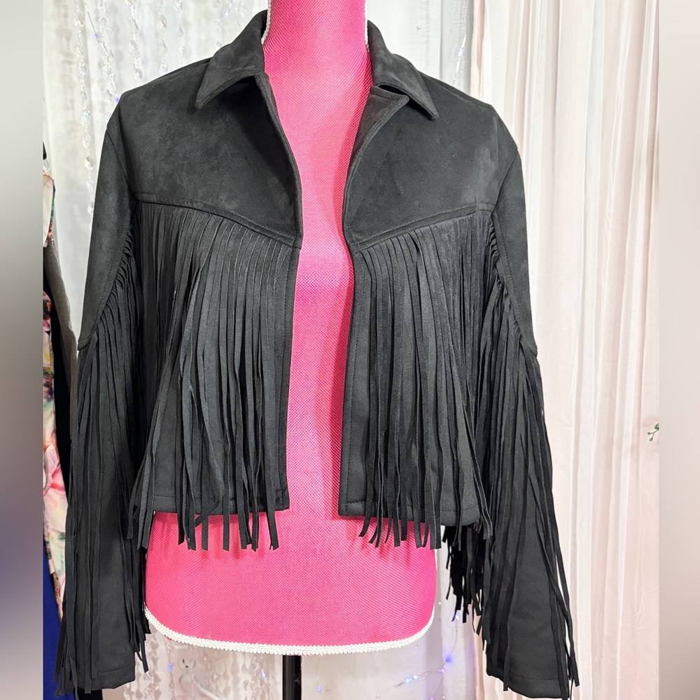 Faux Suede Fringe Jacket
